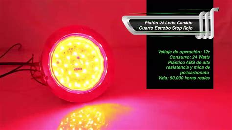 Plafon Leds Redondo Camion Cuarto Estrobo Stop Rojo Youtube