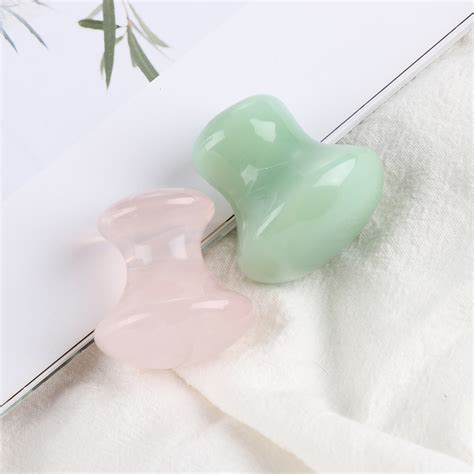 1 Pc Face Natural Rose Quartz Massager Facial Jade Stone Roller Beauty Mushroom Shape Massage