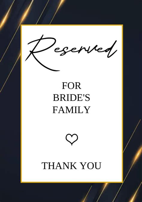 Minimalist Reserved Table Sign Template | PosterMyWall