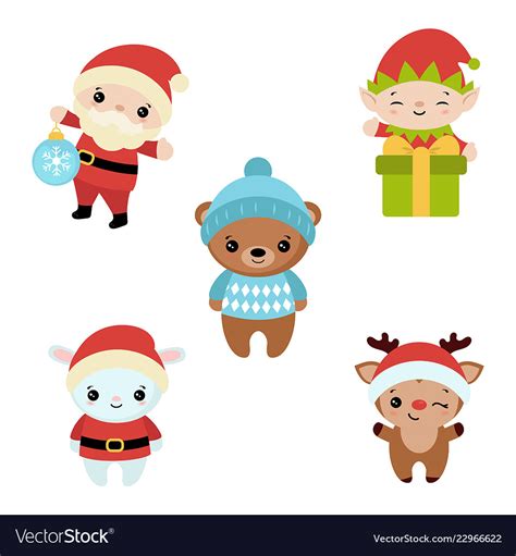 Set of christmas characters Royalty Free Vector Image