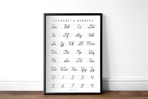 Cursive Handwriting Chart Minimalist Printable Alphabet ABC Poster ...