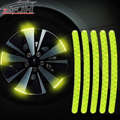 Pcs Car Wheel Hub Reflective Sticker Tire Rim Reflective Strips