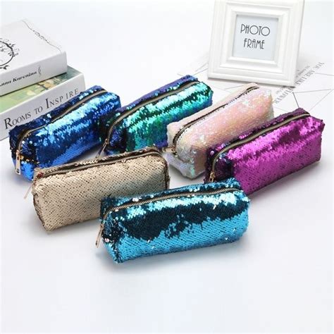 6 Colors Reversible Sequin Pencil Case Make Up Cosmetic Bag Mermaid Bag Makeup Pouch Wish In