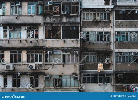 Old Building Facade Run Down House Exterior Hongkong Stock Photo