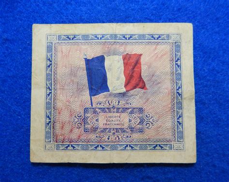 1944 France 5 Francs Allied Military Currency Paper Money WWII