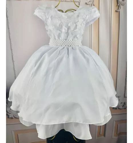 Vestido Infantil Branco Batizado Daminha Princesa Luxo Parcelamento