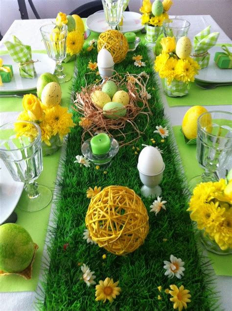 Décoration De Pâques Pour Table 24 Idées Sympas Vert Jaune