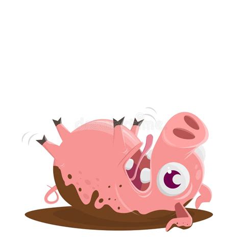 Funny Pig Rolling In The Mud Stock Vector Illustration Of Amusing