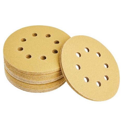 Pcs In Hole Hook Loop Sanding Discs Grit Gold Sandpaper