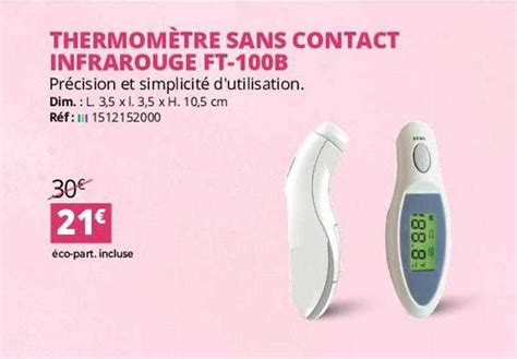 Promo Thermomètre Sans Contact Infrarouge Ft 100b chez Distri Club