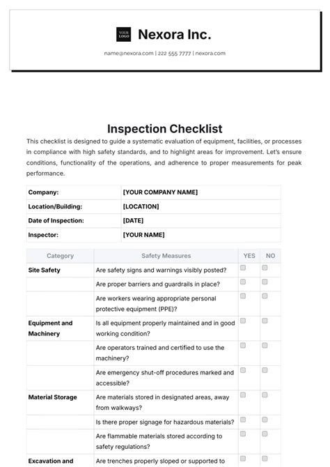 Free Inspection Checklist Template Edit Online And Download