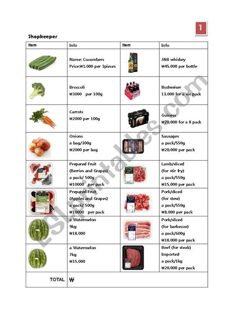 Grocery Shopping Esl Worksheet By Ttuffl Worksheets Library