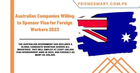 Australian Companies Willing To Sponsor Visa For Foreign