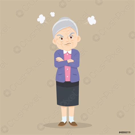 Angry Elderly Woman Arms Crossed Stock Vector 4886019 Crushpixel