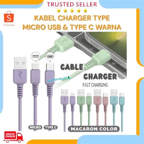 Jual KABEL DATA CHARGER MACARON MICRO USB TYPE C CABLE TRANSMISSION