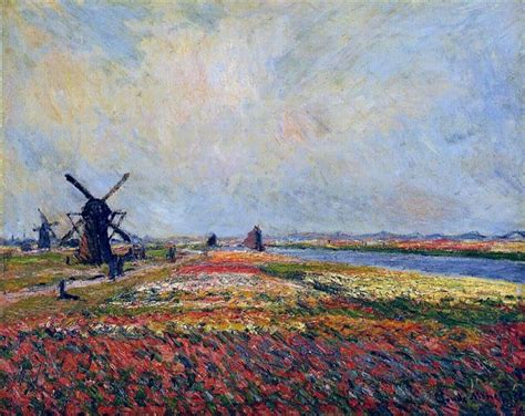 Fields of Flowers and Windmills near Leiden, 1886 - Claude Monet ...