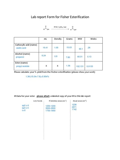 Lab Report Form For Fischer Esterification 1 Pdf Proton Nuclear