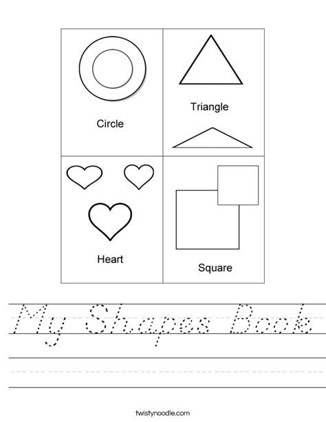 My Shapes Book Worksheet Dnealian Twisty Noodle