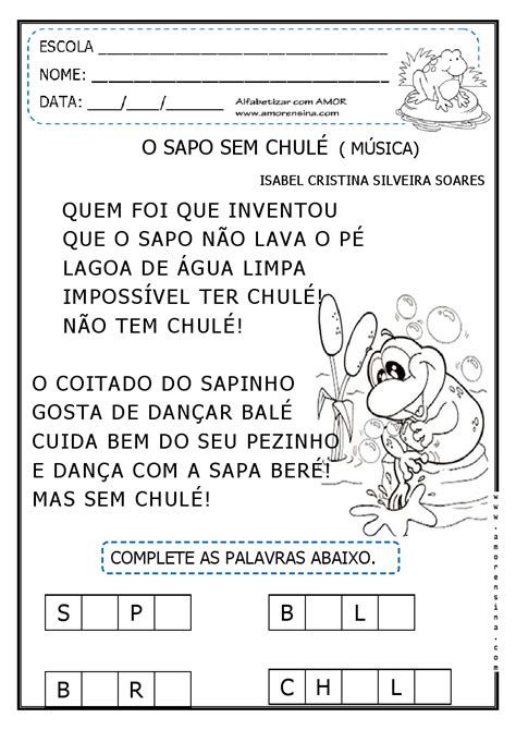 O SAPO SEM CHULÉ MÚSICA E ATIVIDADES INTERDISCIPLINARES 2º PERÍODO