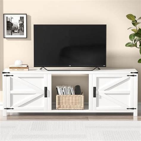 Zwnlkqg Tv Stand With Double Barn Doors Cabinets For Tvs Up To Inch