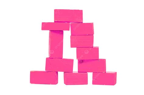 Vintage Pink Building Blocks Isolated On White Abstract Block Wooden