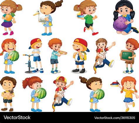 Children doing different activities cartoon Vector Image