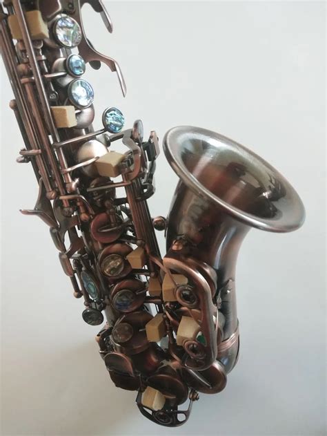 Soprano Sax Antique Copper Red Tom Saxophone Bb Musical Instrument Soprano Sax Curved Saxophone