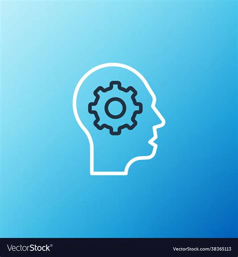 Line Human Head With Gear Inside Icon Isolated Vector Image