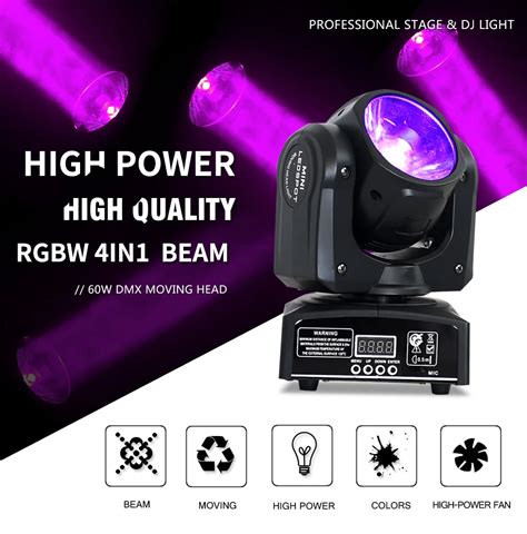 Lyre Moving Heads Beam 60W With RGBW 4In1 Full Color Dmx Stage Disco