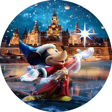 Mickey Mouse Round Backdrops Merry Christmas Circle Background Cake Pa