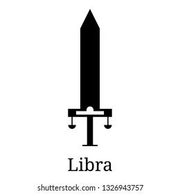 Libra Sword Zodiac Sign Flat Cartoon Stock Vector Royalty Free