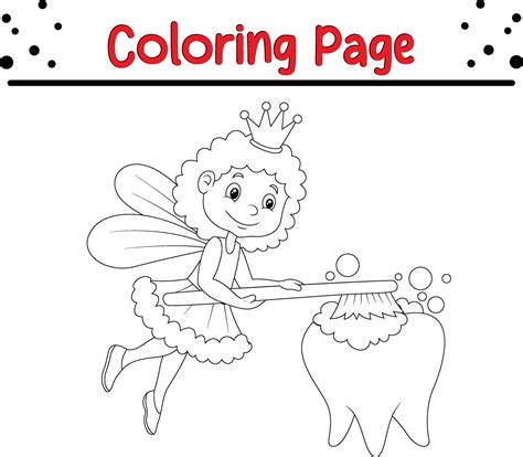 Coloring Page Tooth Fairy Brushing Tooth Vector Art At Vecteezy