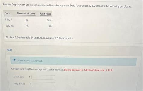 Solved Sunland Department Store Uses A Perpetual Inventory Chegg