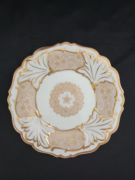 Vintage Weimar Porcelain Gold Floral Motif Platter Plate Weimar East