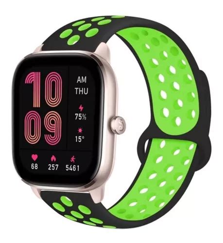 Pulseira De Silicone Furadinha Sport Para Amazfit Gts Mini Cor Preto