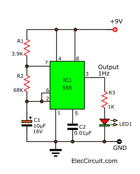 Simple 555 Timer Circuit Diagram