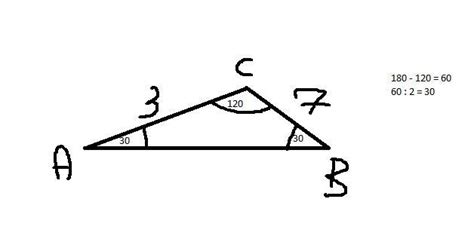 w trójkącie ABC dane są długości boków AC 3 i BC 7 oraz miara kąta