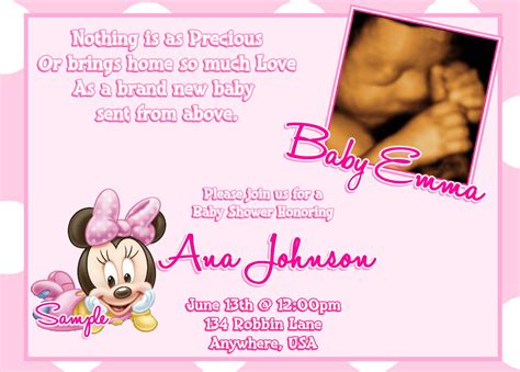 FREE Minnie Mouse baby shower invitation template | Download Hundreds ...