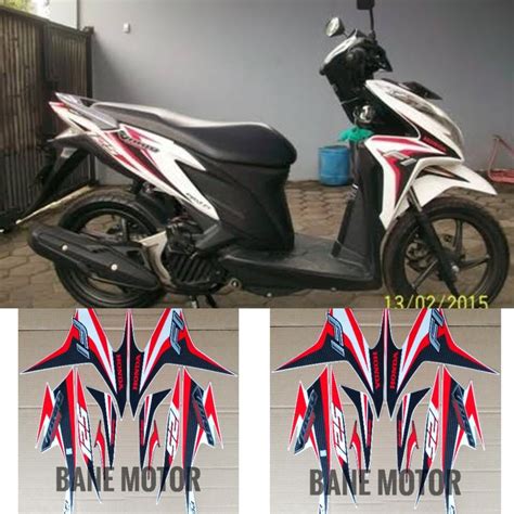 Jual Stiker Motor Vario 125 Putih Merah Striping Vario Techno 125