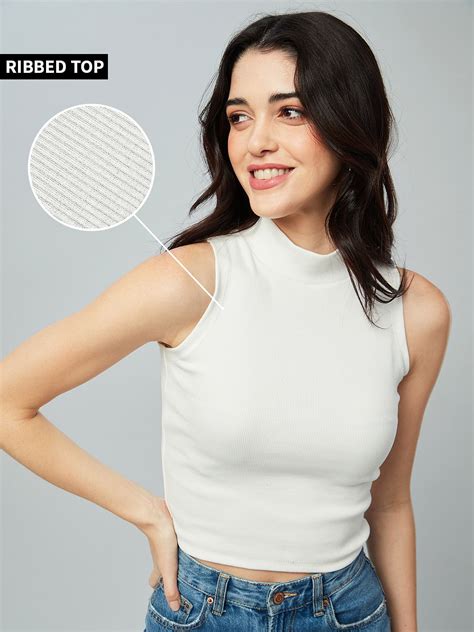 Buy Solids White Womens Cropped Tops Online At The Souled Store