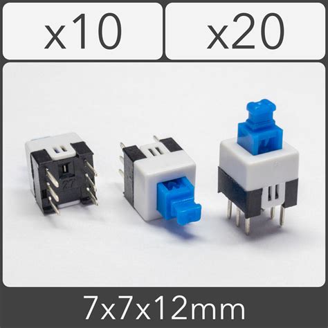 Square 7x7x12mm 6 Pin DPDT Mini Push Button Self Locking Multimeter