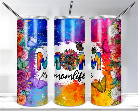 Mom Life Tie Dye Sunflower Butterfly Tumbler Design 20oz Etsy