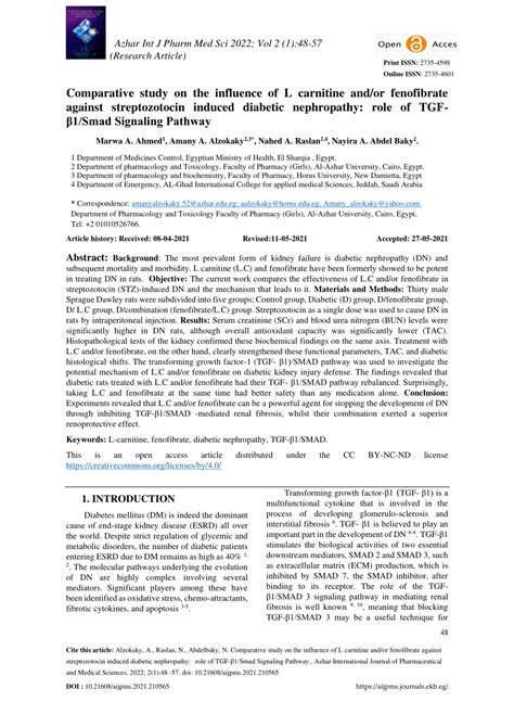 PDF Comparative Study On The Influence Of L Carnitine And Or