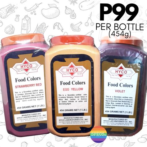 Hyco Food Colouring 454gbottle Shopee Philippines