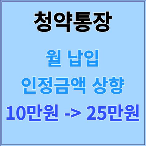 청약통장 월납입 인정액 41년만에 10만원 25만 원 상향