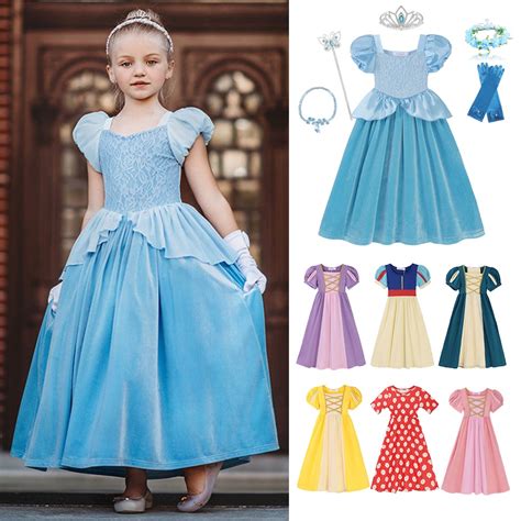 Snow White Cinderella Princess Girls Dress Halloween Merida Belle