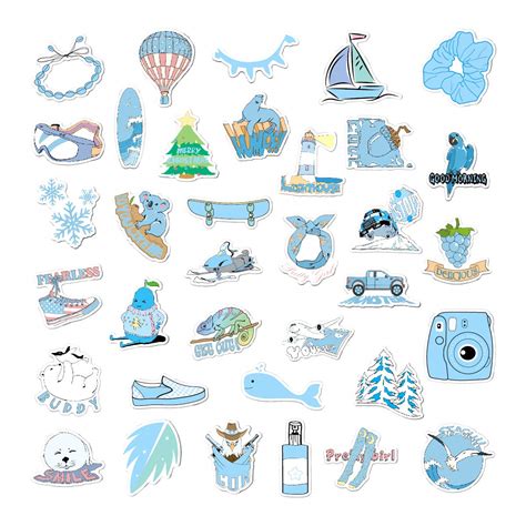 Buy Blue Vsco Aesthetic Sticker Pack Of 35 Stickers Cute Vsco Stickers