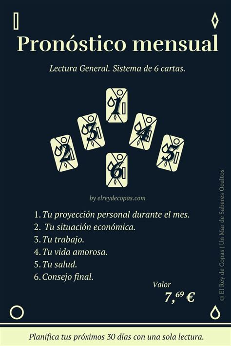 Pronóstico mensual Baraja Española Esquema de Tirada Tarot cartas