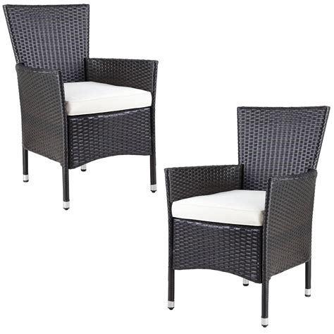 Rattan Garden Chair 2pcs Set Brown Cream Deubaxxl