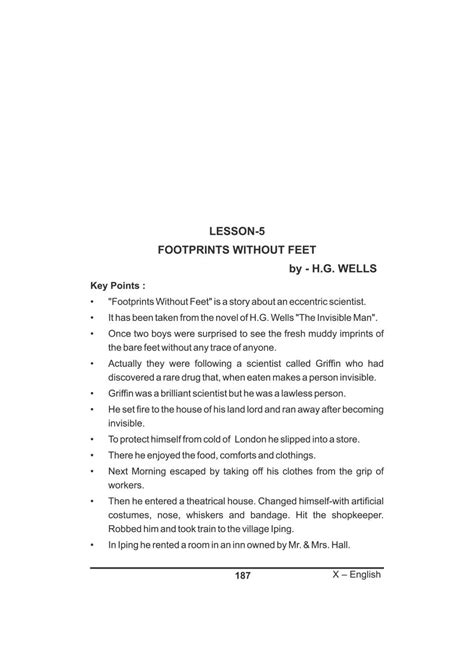 CBSE Notes Class 10 English Footprints Without Feet